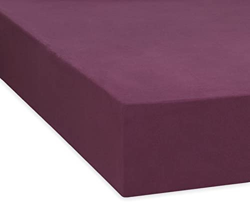 TRAUMSCHLAF Spannbettlaken, Spannbetttuch Fein-Biber warm und kuschelig, bügelfrei, mit Rundumgummi (weitere Farben,Größen) 200x220 cm Beere