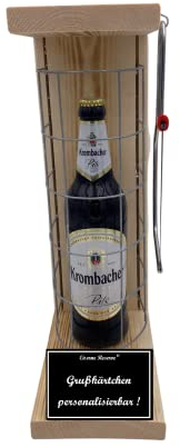 Personalisierte Geschenke für Männer Frauen Geschenkidee - Eiserne Reserve Gitterkäfig Krombacher Pils Bier (1 x 0.5 l) incl. Notsäge - Papa Mama Geburtstag Hochzeit