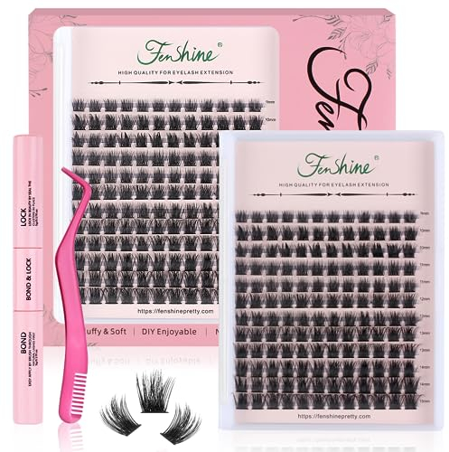 fenshine beauty Lot de 144 extensions de cils individuels doux à faire soi-même, tige large, courbure C/D, longueurs 9 à 15 mm, faux cils individuels doux, styles nouveaux/anciens (mélange de 9 à 15