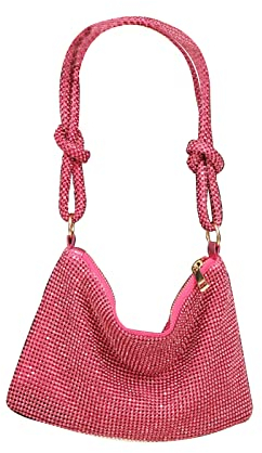 CORIOS Abendtasche Damen Strass Clutch Bag Shiny Diamant Handtasche Strasssteine Schultertasche Glitzer Umhängetasche Klein Tasche für Hochzeit Abschlussball Bankett-Party Rosa