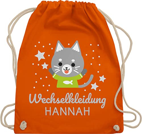Turnbeutel Rucksack - Kita Beutel Wechselsachen Mädchen - Wechselkleidung Katze - Unisize - Orange - stoffbeutel kindergarten wechselbeutel personalisierte beutelrucksäcke für kindergartenbeutel