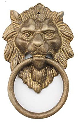 Campanello per porte in ghisa Battenti for porta a testa di leone for porta d'ingresso, campanello di benvenuto vintage/maniglia for porta esterna/anelli for cancello in legno centri da 2,2 pollici, c