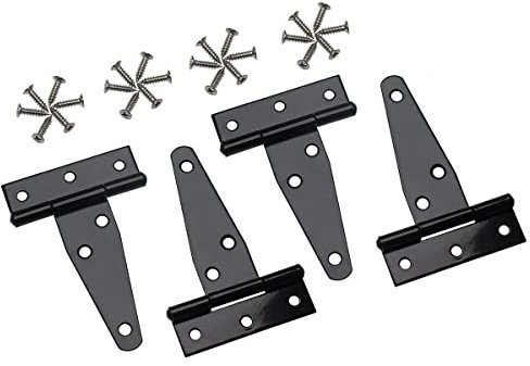 TAODAN Bisagra en T para cobertizo, bisagra de puerta, bisagras puertas, bisagras soldar, 4 piezas, bisagras de 4 pulgadas