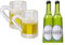 ZauberDeko Wichtel Zubehör 2X Bierflaschen 3,5cm 2X Bierglas 1,5 cm Miniatur Puppenhaus Set 4-Teilig
