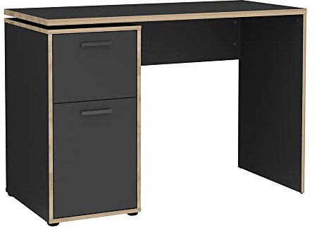 Lomadox Jugendzimmer Büro Schreibtisch Arbeitsplatz in anthrazit matt mit Eiche Kante - Homeoffice - B/H/T ca. 110,6/75,2/50,3 cm
