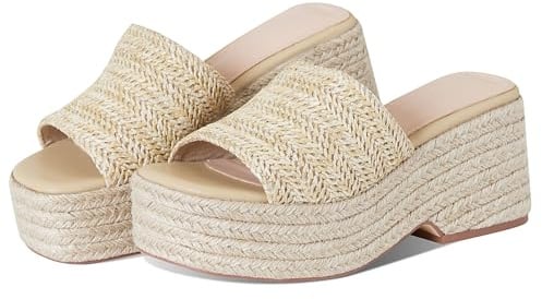 EQAUDES Platform Slip on Espadrille Sandals for Women Wedges Slides Bohemia Sandals Flatform Open Toe Beach Sandals