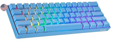 Geeky GK61 60% | Hot Swappable Mechanical Gaming Keyboard | 61 Keys Multi Color RGB LED Backlit for PC/Mac Gamer | ANSI US American Layout (Blue, Mechanical Speed Yellow)