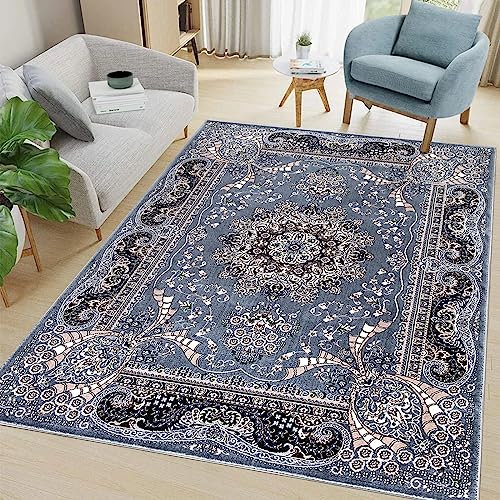renoazul® Washable Vintage Rugs Living Room Large 200x290 cm - Soft Grey Carpets For Living Room - Rada Traditional Area Rug for Bedroom