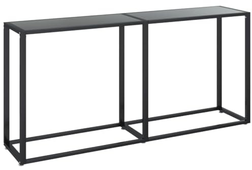 vidaXL Konsolentisch Konsole Beistelltisch Flurtisch Sideboard Ablagetisch Wandtisch Glastisch Tisch Schwarz 160x35x75,5cm Hartglas Stahl