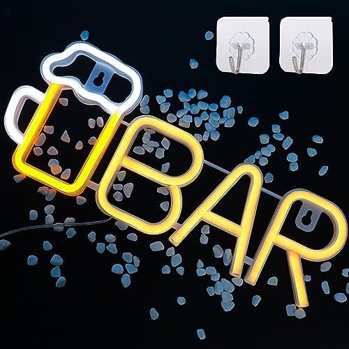 ENUOLI Bar Neon Signs,USB or 3-AA Battery Powered Beer Neon Light LED Night Lights Decoration Girls Bedroom Wall Decor Kids Birthday Gift Wedding Party Bar Supplies Business Gifts (Warm White)