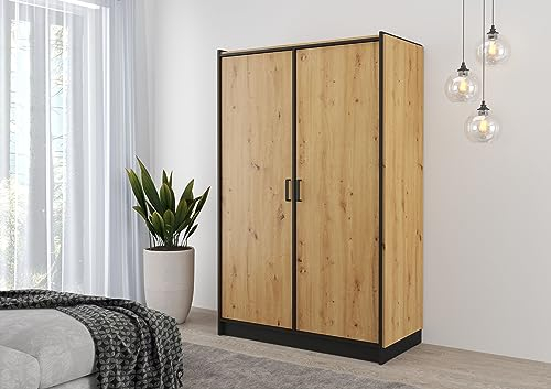 Kuechen-preisbombe Karia 2-türig Kleiderschrank Drehtürenschrank Wäscheschrank Schrank Eiche
