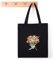 Cimvidi Canvas Tasche Stickerei Set, Blumenmuster Kreuzstich Set geeignet für Anfänger, einschließlich Anweisungen für Sticktasche Stickerei Rahmen Farbfaden Werkzeuge (Schwarz)