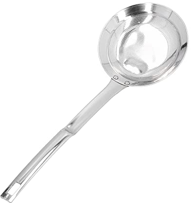 Schuimspaan Colino a Rete Inox 304, Sano e Durevole, Manico Lungo Protezione, Rete Fine Separazione Grassi per Brodo Sugo Friggitrice Cucina