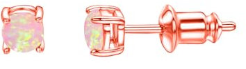 Vogem Rosa Opal Ohrstecker Damen Kleine Feueropal Ohrstecker Hypoallergene Rund Created Opal Ohrstecker Schmuck Geschenke