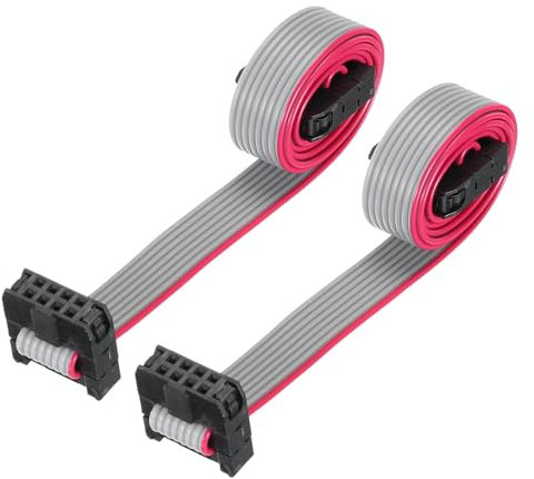 QUARKZMAN Cable Plano de Cinta IDC de 8 Pines, Paso de 2.0 mm, Conector FC a FC, Longitud de 30 cm, Cable de Puente Gris para Computadora, Pantalla LED, DVD, 2 Unidades