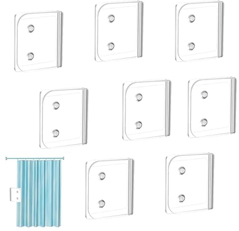 8 Pcs Duschvorhang Clips Duschvorhang-Clips Selbstklebende Transparente Duschvorhang Halterung für Dusche Verschütten