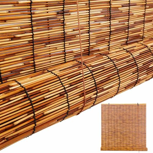 ORANGES Bambus Rollo Balkon Outdoor Wetterfest 60x80 100x150 140x200 165x300 Fenster Bambusrollo Jalousie Wanddekoration Stroh Vorhang Rollo 90 110 Breit
