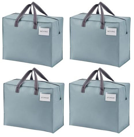 VENO 50L Borse per trasloco grande, Scatole trasloco con Cerniera, Borsone da viaggio, borsa di stoccaggio durevole, resistente all’acqua, buste per indumenti (S Azzurro, Set da 4)
