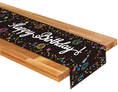 Magiccute Tischdecke Geburtstag Dekoration Schwarz Weiß Partytischdecken Geburtstag Happy Birthday Tisch Deko für Kinder Mädchen Jungen Geburtstag Party Dekoration