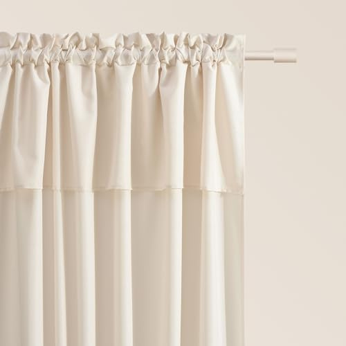 room99 Vorhang mit Kräuselband Mia 140 x 250 cm Breite x Höhe Schiebegardinen Modern Curtain Wohnzimmer Schlafzimmer Helle Creme, 1 Stück