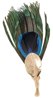 Broche Plume De Paon Pour Femmes Filles Plaqué Or Mode Artificielle Bleu Vert Oiseau Animal Broches Épinglettes Chapeau Sac Costume Robe Accessoires Mariage Noël Anniversaire Bijoux Cadeau