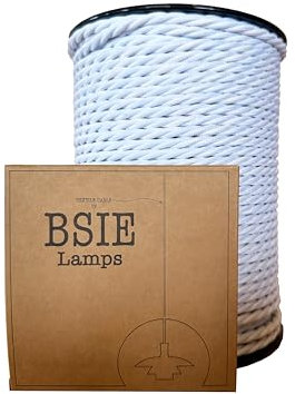 Cavo elettrico in tessuto nero premium rotondo da 2 m, per fai da te e catering, in tessuto, elegante e chic per lampade e ufficio a casa (Bianco ritorto, 2 meter)