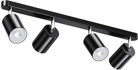 Mexllex Deckenstrahler 4 Flammig Schwarz, Gu10 Deckenleuchte Schwenkbar 350°,Spotleuchte Drehbar Deckenspot für Küche,Wohnzimmer, Schlafzimmer, mit GU10 Leuchtmittel
