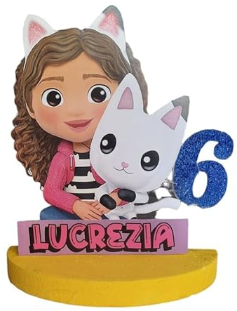 Sagoma Personalizzata in Polistirolo: Gabby e la casa delle Bambole - Nome e Età - Decorazione Compleanno Bambina