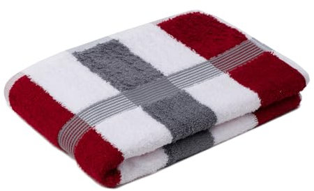 liebling Duschtuch, 100% hochwertige Baumwolle, Serie Miami, 70 x 140 cm, waschbar & trocknergeeignet, Farbe: Bordeaux/weiß/anthrazit