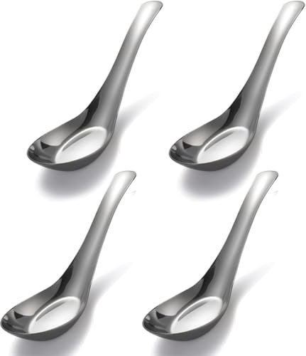Juego de 4 cucharas de acero inoxidable, cuchara de sopa de mesa, juego de 4 cucharas de cena para el hogar, cocina o restaurante (grande)