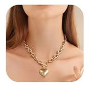LILIE&WHITE Gold Chunky Heart Necklaces for Women Chunky Frosted Gold Necklace Gifts for Women