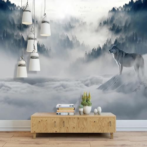 MIXUEXUNLU Papier peint 3d moderne brouillard loup animal photo murale salon chambre décoration de la maison papier peint mur