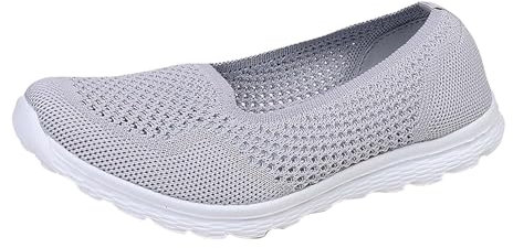 Generico Scarpe Pianta Larga morbide da Donna in Tessuto Traspirante Scarpe da Passeggio Slip on in Schiuma Scarpe da Ginnastica con Supporto per l' Plantare Scarpe da Donna (Grey, 37)