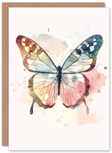 Artery8 Butterfly Delicate Soft Pastel Colour Watercolour For Child Kids Birthday Card