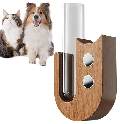 Glass Cat Whisker Vase, Tiny Decorative Cat Whisker Collector, Transparent Cat Whisker Holder Jar with Refrigerator Magnet, Unique Home Décor Gift for Cat Lovers and Pet Owners