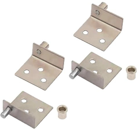 2 paia di cerniere a scomparsa per ante di armadietti, cerniere ad angolo, con boccola, per porte in legno, guardaroba, cassetti, argento