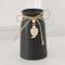HOPEME 6-Inch Ceramic Vase with Jute Rope & Heart Charm, Farmhouse & Boho Decor, Black Vase for Flowers, Pampas Grass & Faux Greenery