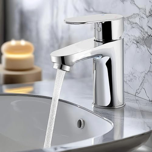 Aica Sanitarios Grifo de Lavabo Clásico, Monomando Lavabo, Mezclador Agua Fría y Caliente, Acero Inoxidable