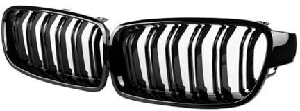 NFNVEKESD Auto-Frontgrillgitter Auto Front Niere Grill Grille Racing Grills Für Für 3 Serie F30 F31 F35 2013 2014 2015 2016 2017 2018 2019 Glanz Schwarz Doppel Lamellen Front Kühlergrille