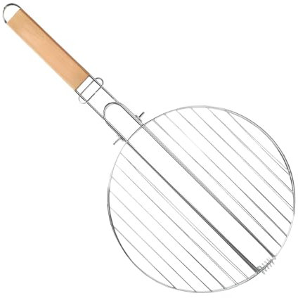 Garden Mile 26.5cm Circle Stainless Steel BBQ Grilling Basket With Anti Stick Coating fish basket for BBQ Vegetables, Meat, Fish Outdoor Barbecue & Smoker Accessories