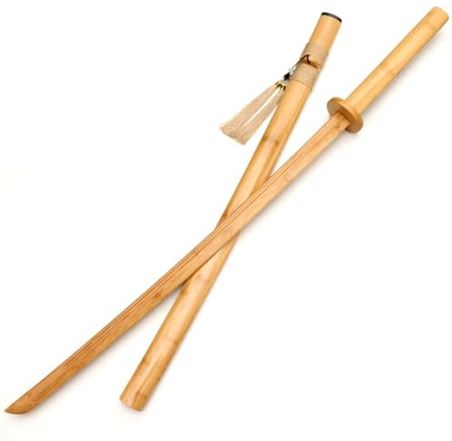HJHUUA Handgefertigtes Bokken,Naturbambus-Katana,Samurai-Schwerter aus Holz – 104 cm – als Geschenk,Dekoration,Kendo-Training,Dekoration,Cosplay