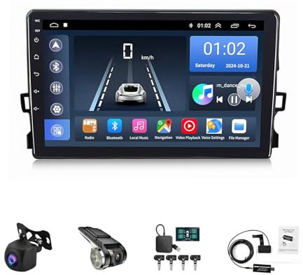 Genérico Radio Android 14 de 9 para Toyota Auris (2006-2011), Pantalla táctil Doble DIN, Bluetooth, WiFi, navegación GPS, Radio FM, compatibilidad con CarPlay y Android Auto.