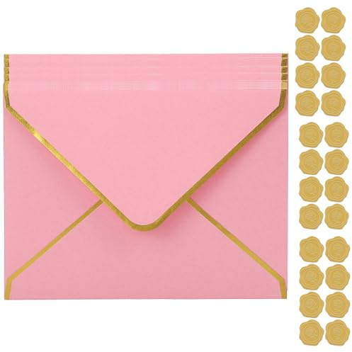 20 Stück Retro Goldfolienr Umschläge mit Nassklebung 18.5x13.5cm Einladungumschläge Kraftpapier Umschläges für Grußkarten Weihnachten Geburtstagskarten Hochzeit