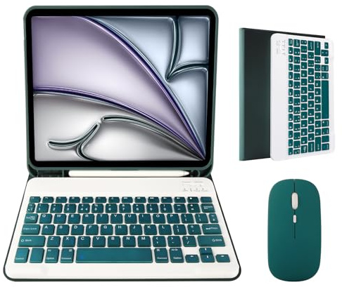 Nsyee 10.9&11 Inch Keyboard Case with Mouse Compatible with iPad Air 11 (M3 2025 / M2 2024) & iPad Pro 11 (4th/3rd/2nd/1st Gen), 10.9 Air 4th/5th Gen, Detachable Bluetooth UK Layout Keyboard