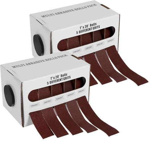 10 Rollen Schleifpapier Rolle 25mmx6m Schleifleinen Rolle 150/240/320/400/600 Körnung Schmirgelleinen Rolle Schmirgelpapier für Holz Metall Kunststoff Möbel