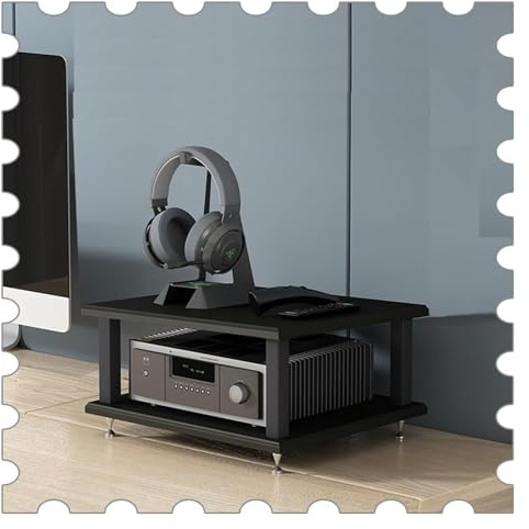 KEuLen HiFi Rack, Medienständer, 2-, 3- und 4-stufiges Stereo-/Video-Rack, Medienständer, Regale for Spielekonsolen, Komponentenschrank(Black,2 Tier)