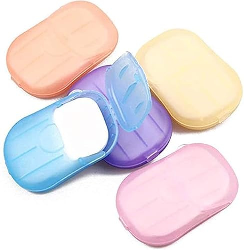 Mooff 500 Stück Öko-Reise-Seifenblätter, tragbarer Reiniger mit 5 Düften, Papierhandreiniger, Duft, Farbseifenpapier, biologisch abbaubar, Handwaschblätter für Camping/Wandern (6,5 x 4 cm)