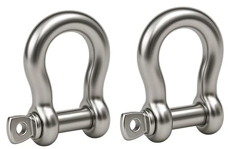 Tie Down 1/4 Stainless Steel D Shackles [2-Pack] – Heavy-Duty Screw Pin Connectors for Boats, Anchors, Rigging, Towing & Chain Links – 450 lb Working Load