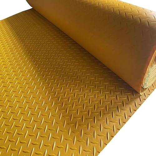 Rutschfeste Gummibodenmatte mit Diamantplatte, gelbe Parkrolle, robuster Motorrad- und Auto-Schutz, wiederverwendbar, Outdoor-Bodenbelag (1,4 x 3,5 m, 1,4 x 3,5 m)