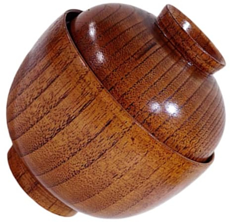 Uonlytech Bol Bois Japonais avec Couvercle Bol à Soupe et Riz Traditionnel Design Décoratif et Artisanal Solide et Pratique pour Maison et Fêtes